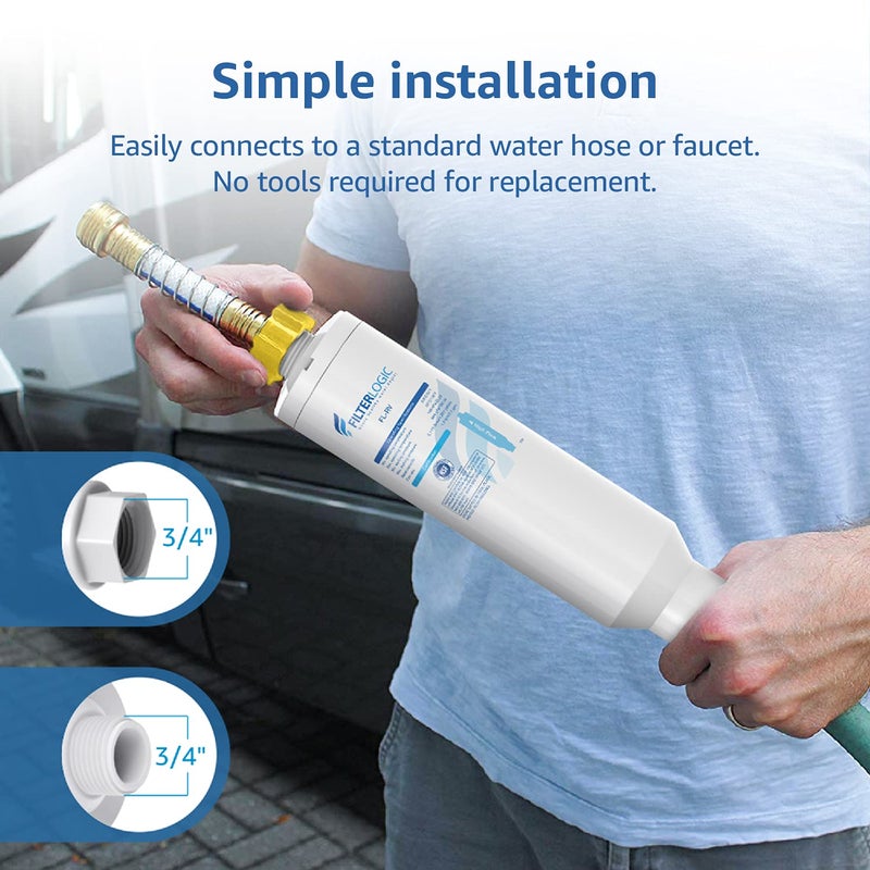 Filterlogic RV Inline Water Filter, NSF Certified, Reduces Chlorine, Bad Taste&Odor, Dedicated for RVs, 2 Pack Drinking Filter with 1 Flexible Hose Protector - Image 4
